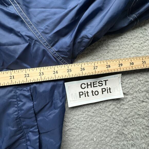 Vintage 90s Nike Lined Hooded Windbreaker Button Coach Jacket Mens Large Navy - Picture 3 of 12